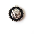 Подвеска лев черная эмаль 25 мм родирование