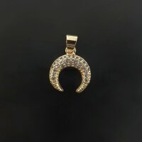 Подвеска лунница со стразами 12 мм золото
