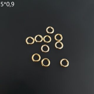 5*0,9 мм Колечки соединительные неразъёмные золото 10 шт