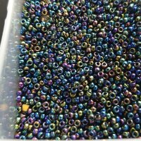 455 Miyuki #15 Rocaille opaque metallic rainbow black 5 гр