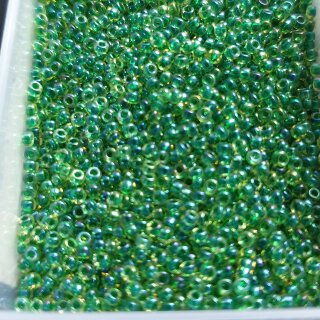 331 Miyuki #15 Rocaille translucent emerald-lined luster light topaz 5 гр