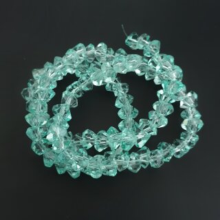 Бусины стекло гранёные 6 мм бирюзовые нить