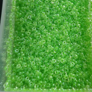 228 Miyuki #15 Rocaille translucent light green-lined luster crystal clear 5 гр