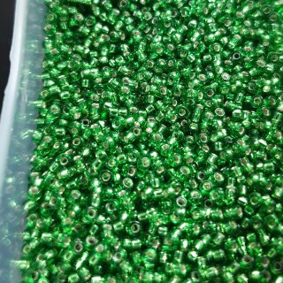 016 Miyuki #15 Rocaille glass, transparent silver-lined green 5 гр