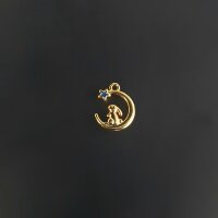 Подвеска Зайчик на месяце 14 мм золото