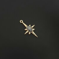 Подвеска звезда с серым кристаллом 19 мм позолота