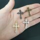 Подвеска Крест с чёрными стразами 28 мм родий - Подвеска Крест с чёрными стразами 28 мм родий