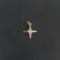 Подвеска Звёздочка с кристаллом 14 мм золото