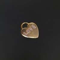 Подвеска сердце LOVE сиреневая 16 мм золото
