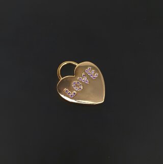 Подвеска сердце LOVE сиреневая 16 мм золото