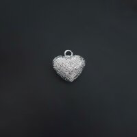Подвеска сердце искрящееся 15*13 мм родий