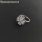 Кольцо спинер вращающееся клевер с инкрустацией 15 мм родий