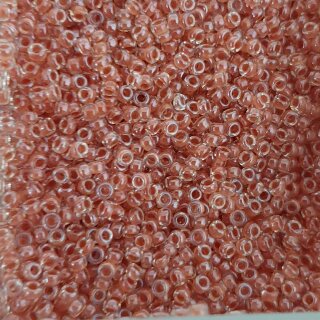 214 Miyuki #15 Rocaille ranslucent salmon-lined luster crystal clear 5 гр