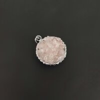 Подвеска лукошко крошка розовый кварц  20 мм родий