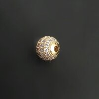Бусина шар со стразами 8 мм золото