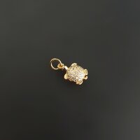 Подвеска черепашка со стразами 11 мм золото