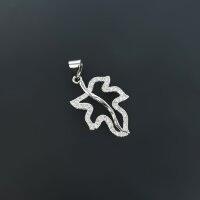 Подвеска лист со стразами 23 мм родий