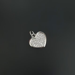 Подвеска сердце со стразами 13 мм родий