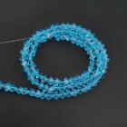 Бусины стекло гранёные 4 мм ярко-голубые нить