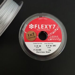 10 м Тросик ювелирный 7-ми жильный 0,35 мм Flexy7 сталь с белым нейлоном
